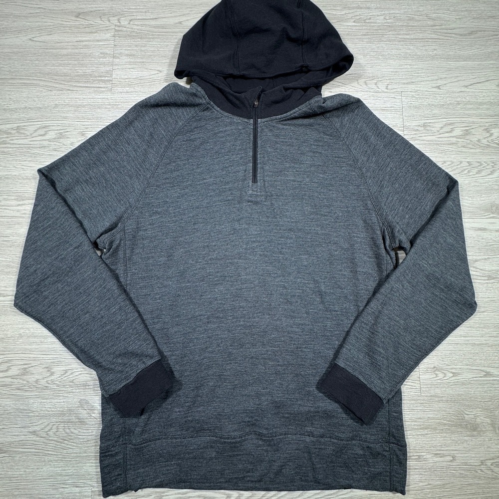 Lululemon Mens Arrival Quarter Zip Pullover Hoodie Gray Black Athletic Side Zip